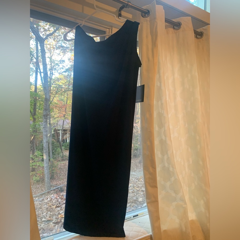 Norma Kamali Navy Asymmetrical Shoulder Dress - Size S, New with Tags!